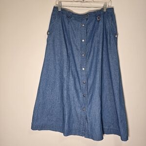 Vintage ellespost light denim maxi skirt color light blue size 14